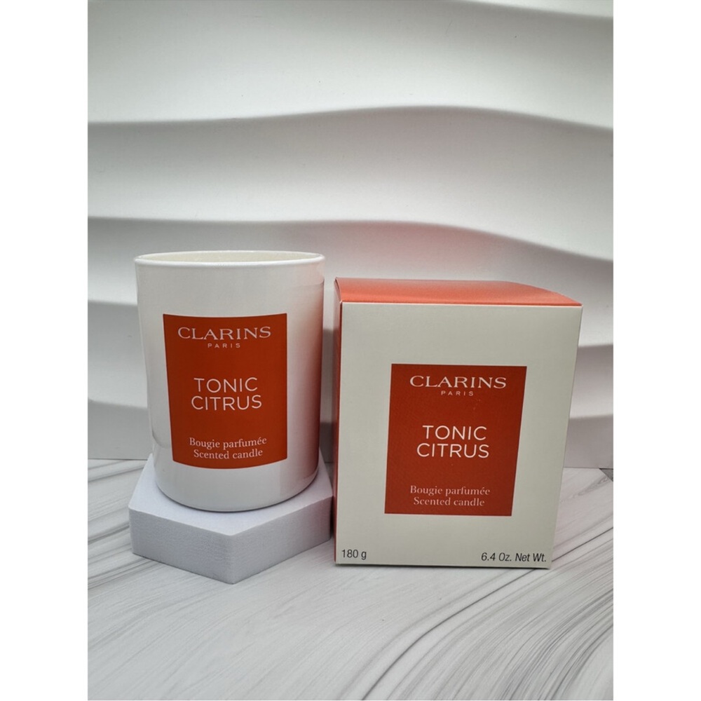 Clarins Orange & White Candle Tonic Citrus Bougie perfume scented NIB